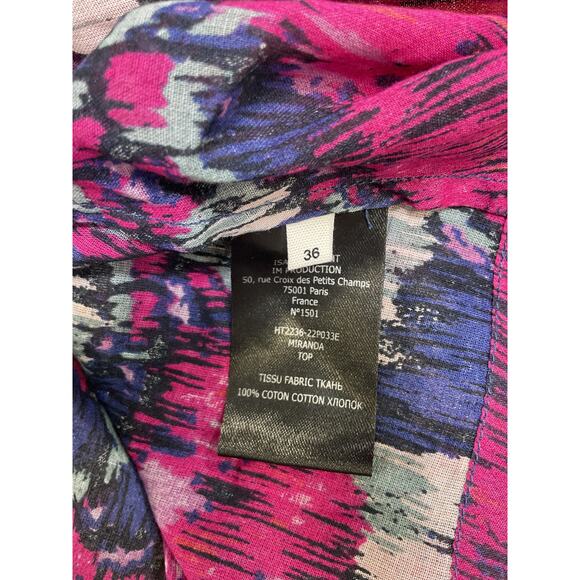 Isabel Marant �toile 'Miranda' Purple Floral Cropped Short Sleeve Top Size 36 - Picture 5 of 5